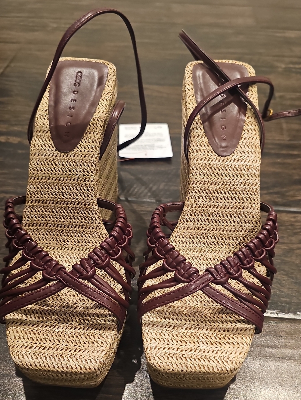 ASOS Brown Woven Platform Wedge Sandals